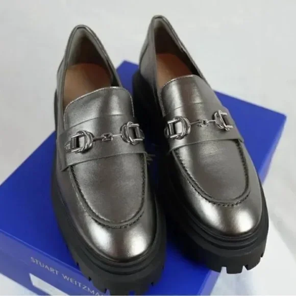 Stuart Weitzman Owen Chunky Leather Platform Bit Loafers Sz 6B - Picture 8 of 16